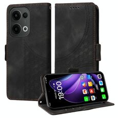 Per OPPO Reno13 Global Embossed Rhombus Starry Custodia in pelle per telefono (nero)