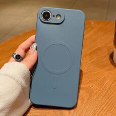 Per iPhone 16e Custodia magnetica per telefono MagSafe in silicone liquido tinta unita (grigio lavanda)