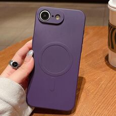 Per iPhone 16e Custodia magnetica MagSafe in silicone liquido tinta unita (viola scuro)