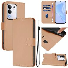 Per vivo Y29 4G Custodia per telefono in pelle tinta unita con cordino Global Skin Feel (nudo)