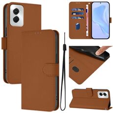 Per vivo Y29S 5G / Y04 5G Custodia per telefono in pelle tinta unita con cordino (marrone)
