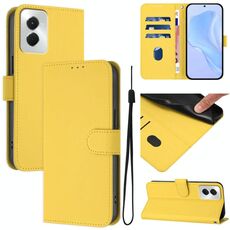 Per vivo Y29S 5G / Y04 5G Custodia per telefono in pelle tinta unita con cordino Global Skin Feel (giallo limone)