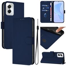 Per vivo Y29S 5G / Y04 5G Custodia per telefono in pelle tinta unita con cordino Global Skin Feel (blu navy)