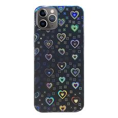 Per iPhone 11 Pro Max Adesivo Trasparente Colorato Pellicola Posteriore per Telefono con Pellicola Laterale (Cuori)