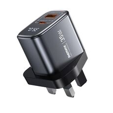 Caricabatterie rapido REMAX U2-AC 35W USB e Type-C GaN con display digitale, specifiche: spina UK