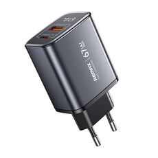 Caricabatterie rapido REMAX U2-AC 67W USB e Type-C GaN con display digitale, specifiche: spina UE