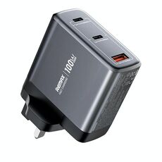 Caricabatterie rapido REMAX U2-AC 100W USB e Dual Type-C GaN con display digitale, specifiche: spina UK