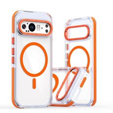 Per Google Pixel 9 Pro XL Custodia per telefono MagSafe in TPU ibrido acrilico trasparente bicolore (arancione)
