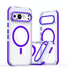 Per Google Pixel 9 Pro XL Custodia per telefono MagSafe in TPU ibrido acrilico trasparente bicolore (viola)