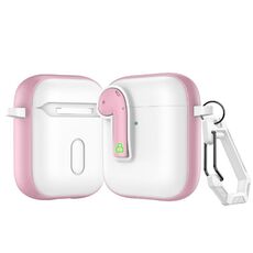 Per AirPods 2 Custodia protettiva per auricolari con blocco colorato (rosa)
