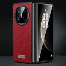 Per Huawei Mate X6 SULADA Custodia per telefono in pelle fatta a mano antiurto in TPU ibrido (rosso)