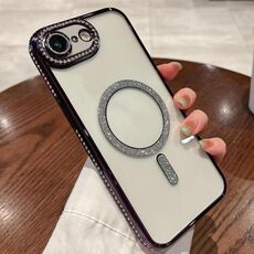 Per iPhone 16e Custodia per telefono in TPU MagSafe placcata a diamante (viola)