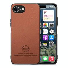 Per iPhone 16e Twill Tessuto Pelle Custodia Posteriore per Telefono (Marrone)