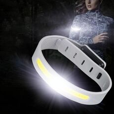 Braccialetto luminoso ricaricabile COB per la corsa notturna, avviso di sicurezza, fascia da polso leggera per braccio e gamba (grigio)