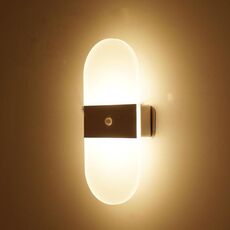 Lampada da parete ricaricabile a induzione intelligente in acrilico magnetico Lampada da comodino per camera da letto Luce calda ad arco bianco
