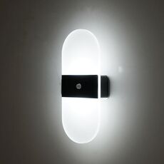 Lampada da parete ricaricabile a induzione intelligente in acrilico magnetico Lampada da comodino per camera da letto Luce bianca ad arco nero
