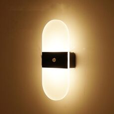 Lampada da parete ricaricabile a induzione intelligente in acrilico magnetico Lampada da comodino per camera da letto Luce calda ad arco nero