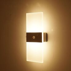 Lampada da parete ricaricabile a induzione intelligente in acrilico magnetico Lampada da comodino per camera da letto Luce calda rettangolare bianca