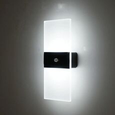 Lampada da parete ricaricabile a induzione intelligente in acrilico magnetico, lampada da comodino per camera da letto, luce bianca rettangolare nera