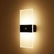 Lampada da parete ricaricabile a induzione intelligente in acrilico magnetico, lampada da comodino per camera da letto, luce calda rettangolare nera