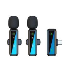 Microfono Lavalier wireless H63, dispositivo di eliminazione del rumore audio per riprese in diretta, stile: doppio microfono (tipo C)