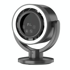 F168 Ventilatore da tavolo con controllo vocale intelligente, touch screen, con testa vibrante, alta velocità di rotazione, luce notturna senza pale (grigio)