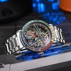 Dulunwe 6057A 30m impermeabile luminoso orologio meccanico completamente automatico, colore: cinturino in acciaio nero