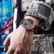 Dulunwe 6057A 30m impermeabile luminoso orologio meccanico completamente automatico, colore: cinturino in silicone nero