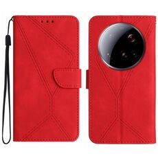 Per Xiaomi 15 Ultra Custodia per telefono in pelle goffrata con cuciture (rosso)