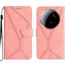 Per Xiaomi 15 Ultra Custodia per telefono in pelle goffrata con cuciture (rosa)
