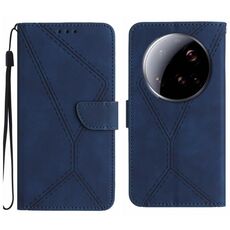 Per Xiaomi 15 Ultra Custodia per telefono in pelle goffrata con cuciture (blu)