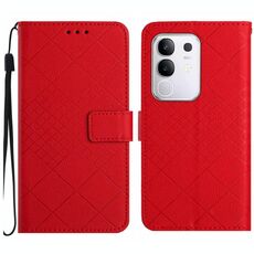 Per Xiaomi 15 Ultra Rhombic Grid Texture Custodia in pelle per telefono (rosso)