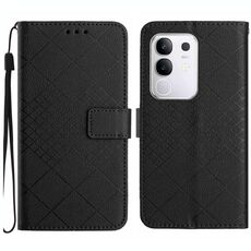 Per Xiaomi 15 Ultra Rhombic Grid Texture Custodia in pelle per telefono (nero)