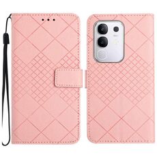 Per Xiaomi 15 Ultra Rhombic Grid Texture Custodia in pelle per telefono (rosa)