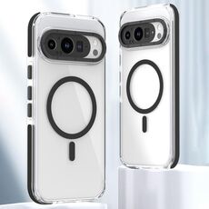 Per Google Pixel 9 / 9 Pro Custodia per telefono MagSafe in TPU ibrido acrilico trasparente bicolore (nero)