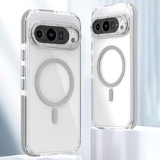 Per Google Pixel 9 / 9 Pro Custodia per telefono MagSafe in TPU ibrido acrilico trasparente bicolore (grigio)