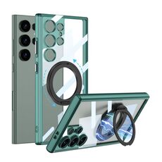 Per Samsung Galaxy S24 Ultra 5G GKK Space Series Rotate MagSafe Custodia antiurto a copertura totale per telefono (verde trasparente)