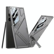 Per Samsung Galaxy S25 Ultra 5G GKK Mech Style Custodia per telefono con supporto pieghevole ultrasottile, penna non inclusa (grigio montagna)