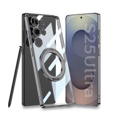 Per Samsung Galaxy S25 Ultra 5G GKK PC Phone Case con supporto magnetico rotante, penna non inclusa (nero)