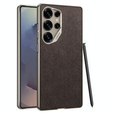 Per Samsung Galaxy S24 Ultra 5G GKK Metal Paint Skin Feel Suede Custodia per telefono a copertura totale (caffè)