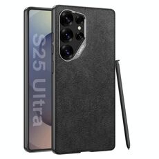 Per Samsung Galaxy S25 Ultra 5G GKK Custodia per telefono con copertura completa in pelle scamosciata e vernice metallica (nera)