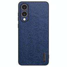 Per Samsung Galaxy S25 Edge 5G Custodia antiurto in pelle di corteccia d'albero (blu)