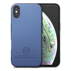 Per iPhone X / XS Custodia per telefono in pelle con retro in tessuto Twill (blu)