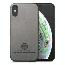 Per iPhone X / XS Custodia per telefono in pelle con retro in tessuto Twill (grigio)