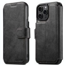 Per iPhone 15 Pro Max Suteni Q05 2-in-1 Multi-funzione Portafoglio Staccabile Custodia per Telefono MagSafe (Nero)