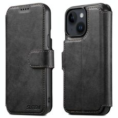 Per iPhone 15 Plus Suteni Q05 2-in-1 Multi-funzione Portafoglio staccabile Custodia per telefono MagSafe (Nero)