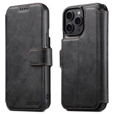 Per iPhone 12 Pro Suteni Q05 2-in-1 Multi-funzione Portafoglio Staccabile Custodia per Telefono MagSafe (Nero)