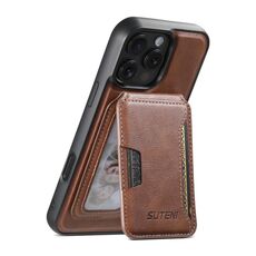 Per iPhone 16 Pro Suteni M3 Card Bag MagSafe Custodia per telefono in pelle di vacchetta (marrone)
