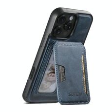 Per iPhone 16 Pro Suteni M3 Card Bag MagSafe Custodia per telefono in pelle di vacchetta (blu)