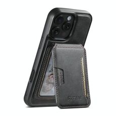 Per iPhone 15 Pro Max Suteni M3 Card Bag MagSafe Custodia per telefono in pelle di vacchetta (nero)